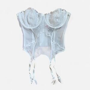 Victoria's Secret Vintage 90s White Floral Strapless Corset Top